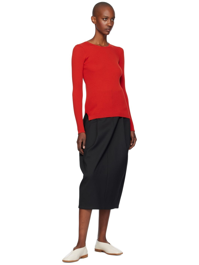 AURALEE Red Wool Soft Rib Crew Neck Sweater outlook