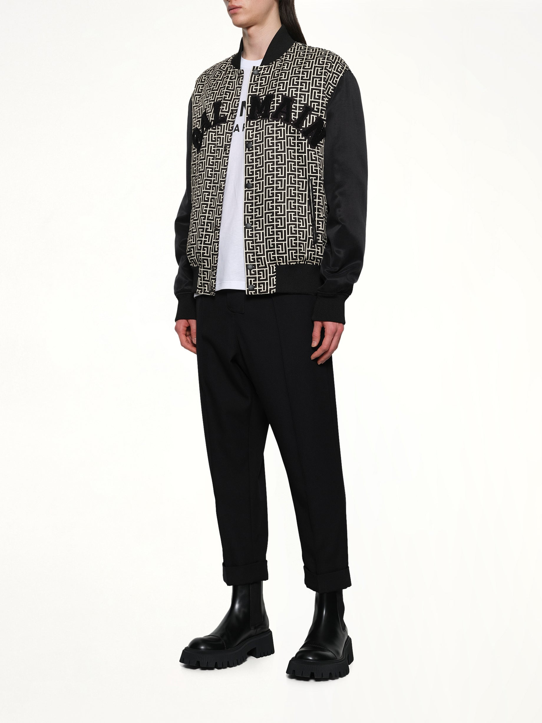 Monogram Varsity Jacket in Black/White - 4