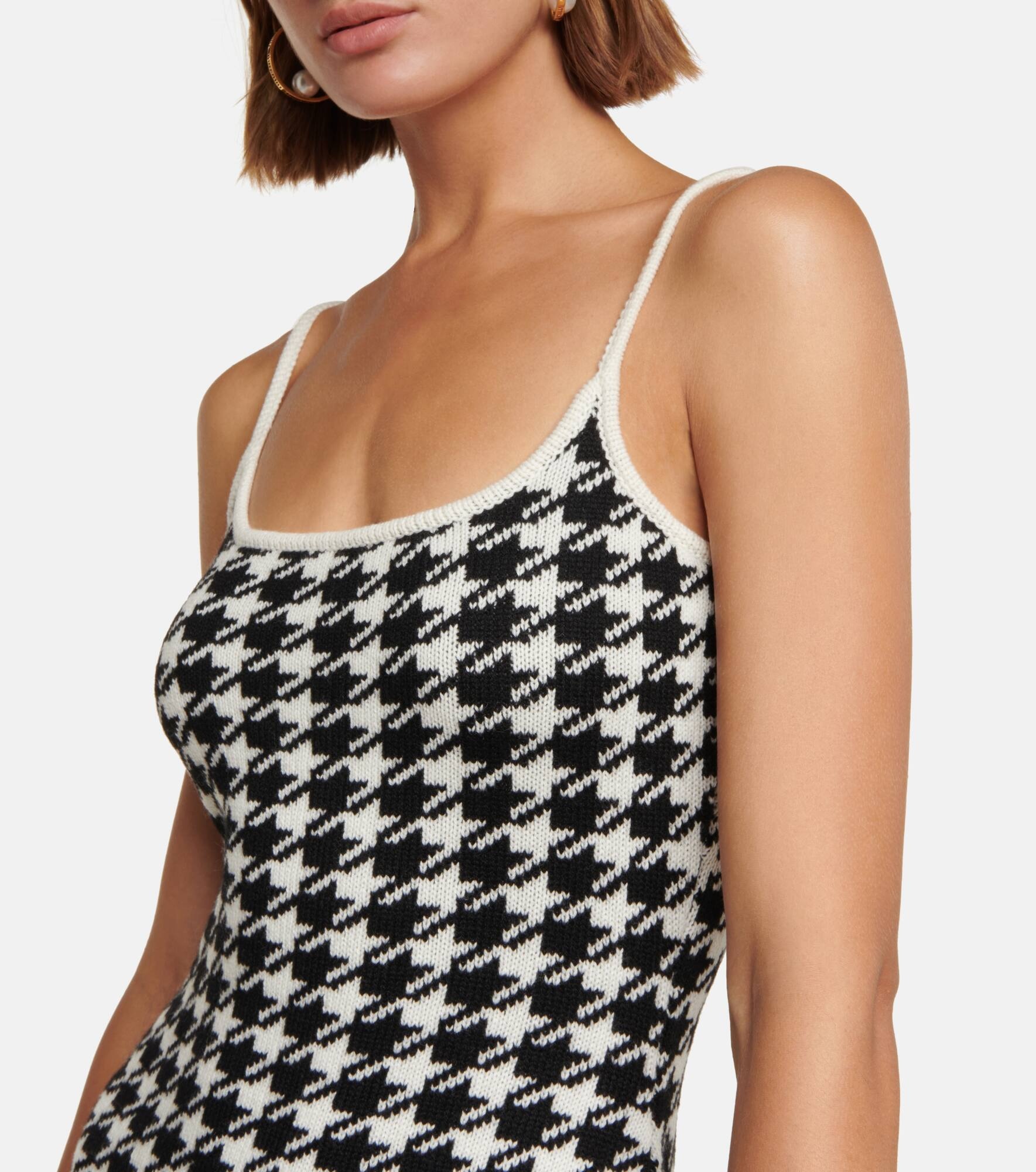 Houndstooth cashmere minidress - 4