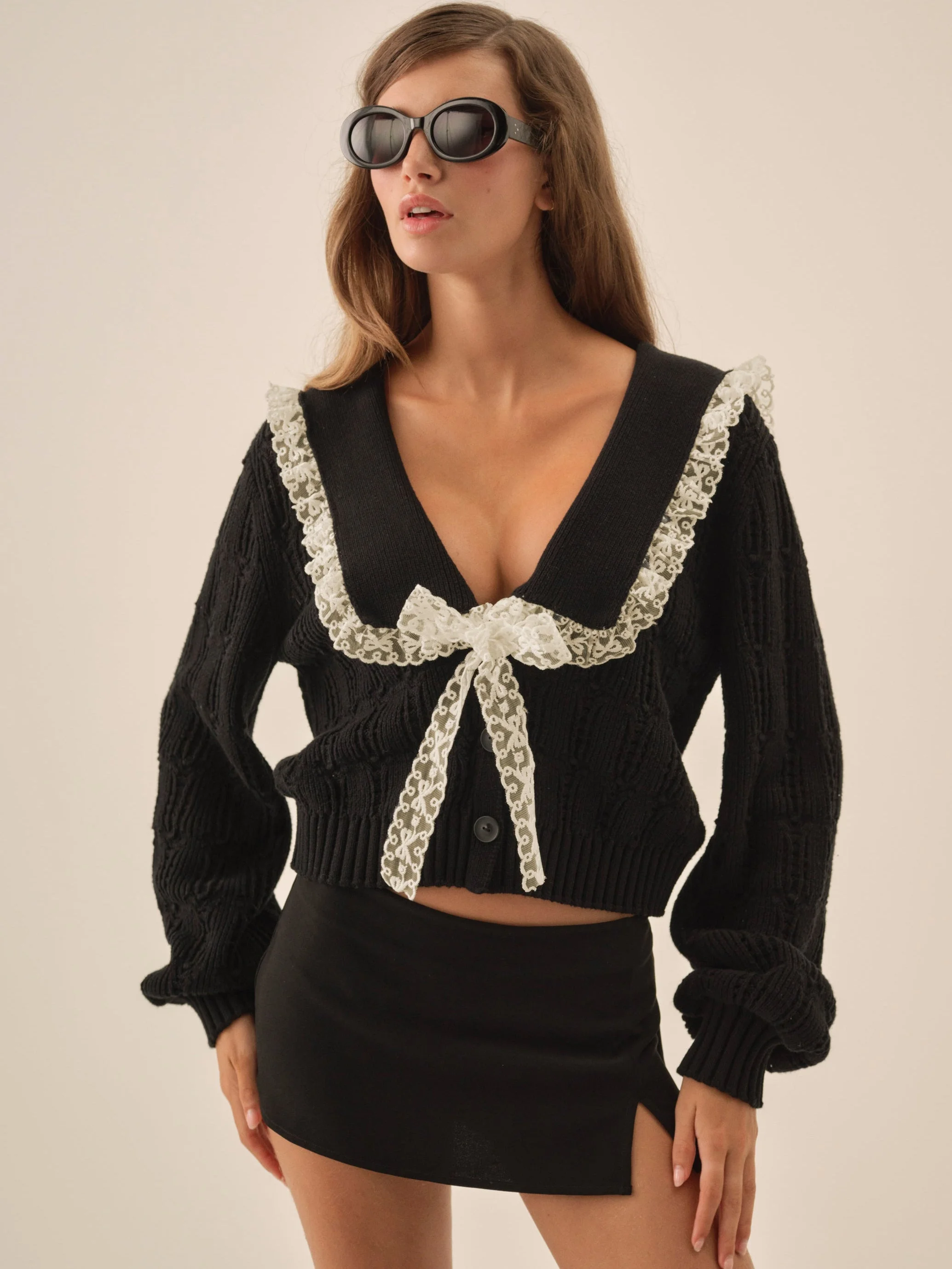 Frenchy Pointelle Knit Cardigan - 1