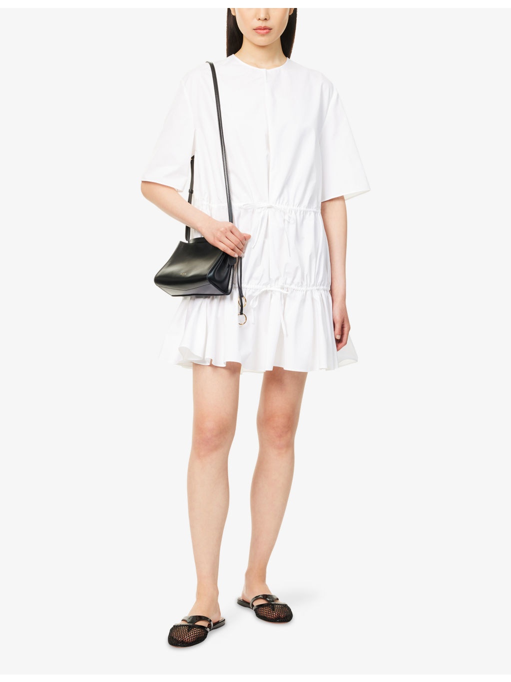 Ruffled Short-Sleeves Cotton Mini Dress - 2