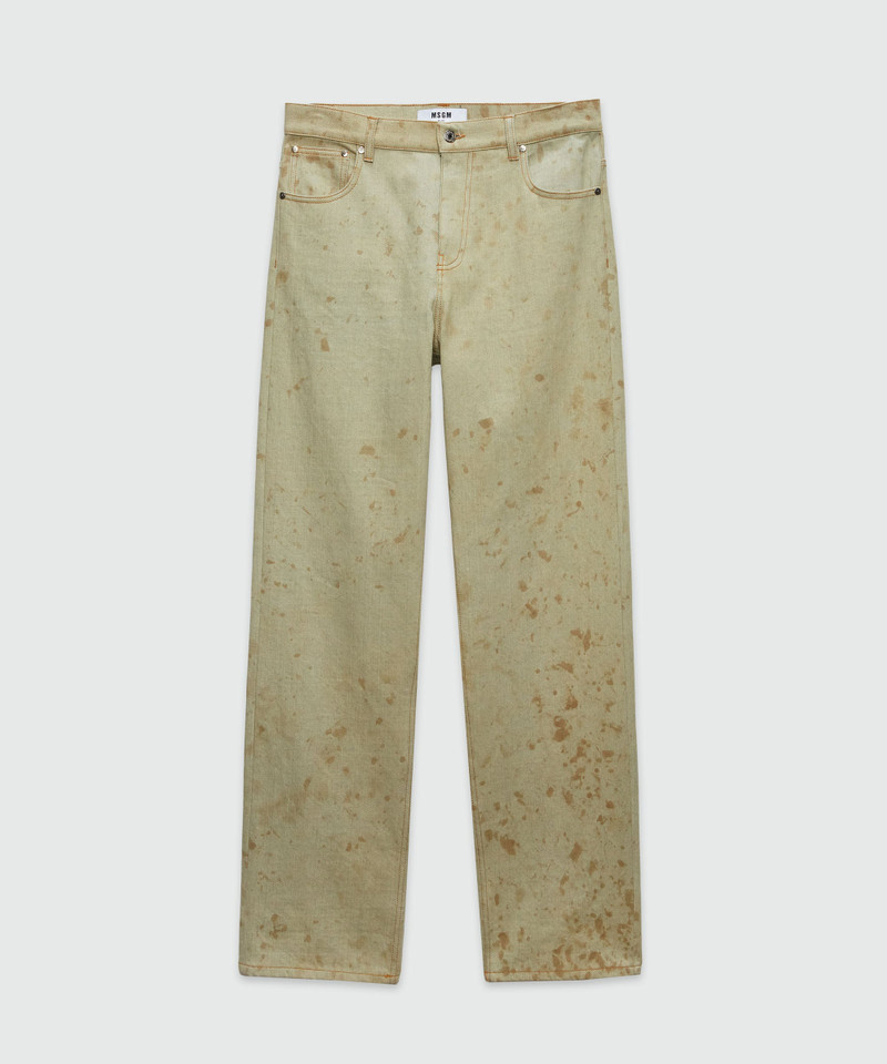 Tea-dyed denim pants 1