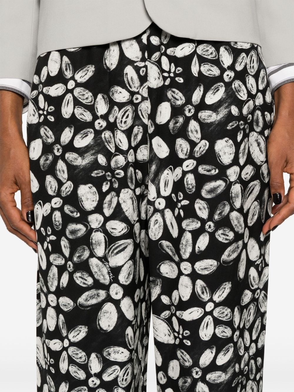 floral crepe straight trousers - 5