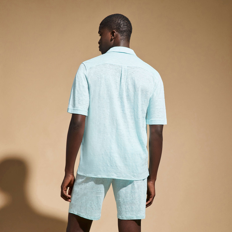 Unisex Linen Bowling Shirt Solid 4