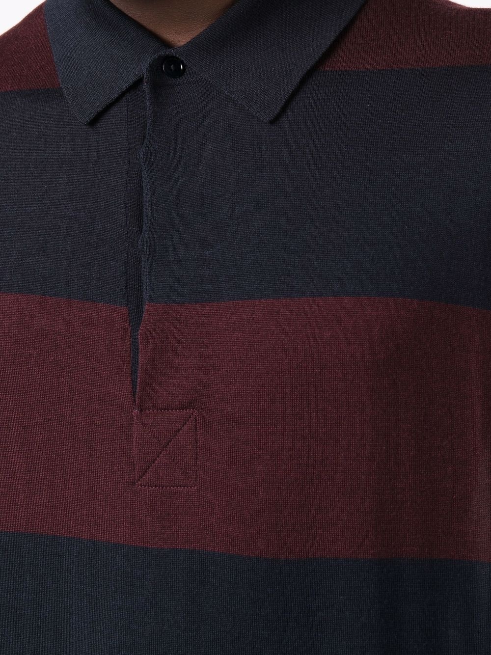 stripe-print fine-knit polo shirt - 5