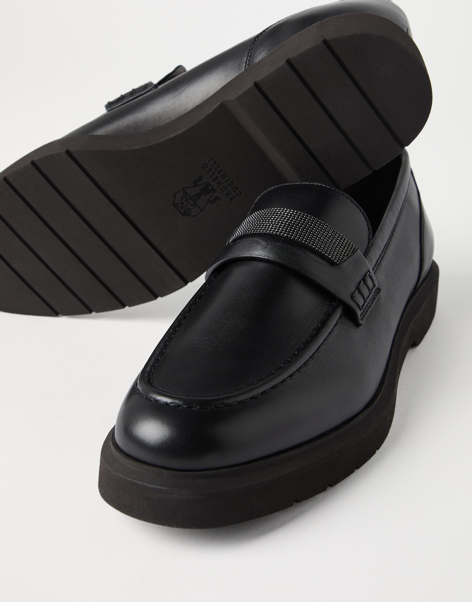 Nappa leather penny loafers with monili - 3
