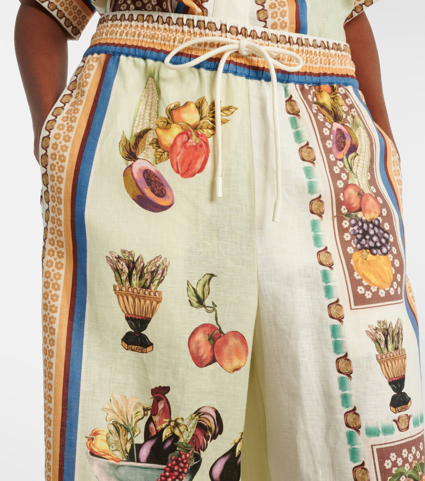 Mercado printed linen wide-leg pants - 4