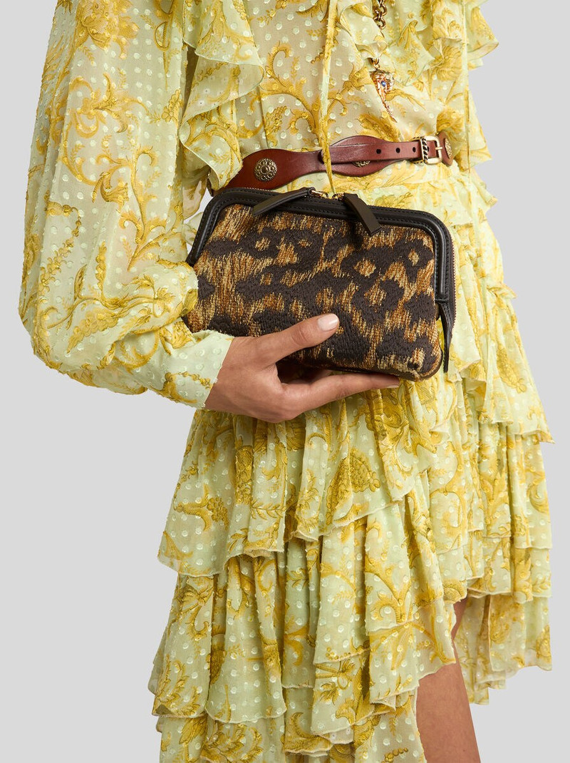 Etro RAFFIA DOC POUCH WITH ANIMAL EMBROIDERY outlook