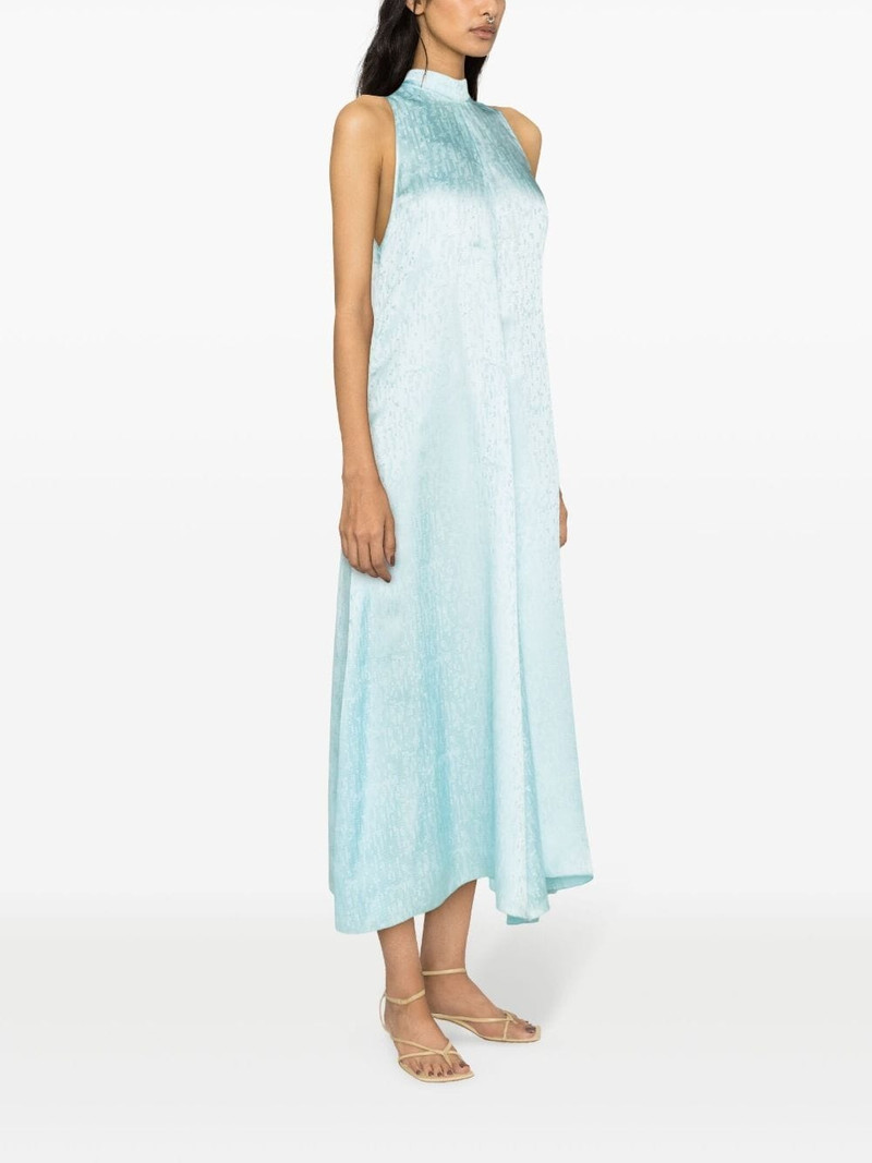 check-jacquard attached-scarf midi dress 3