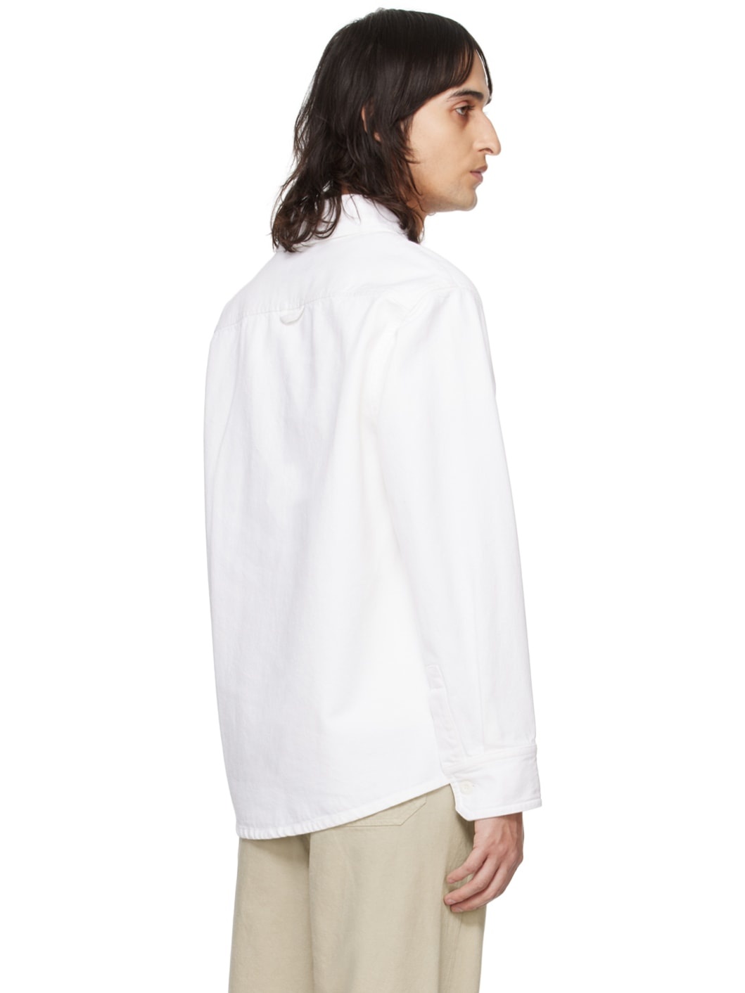 White Basile Brodée Poitrine Denim Shirt - 3