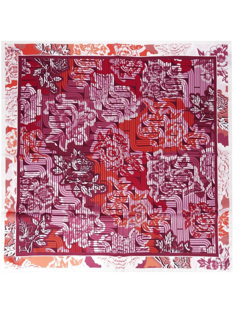 Pivoine Optical-print silk scarf 1