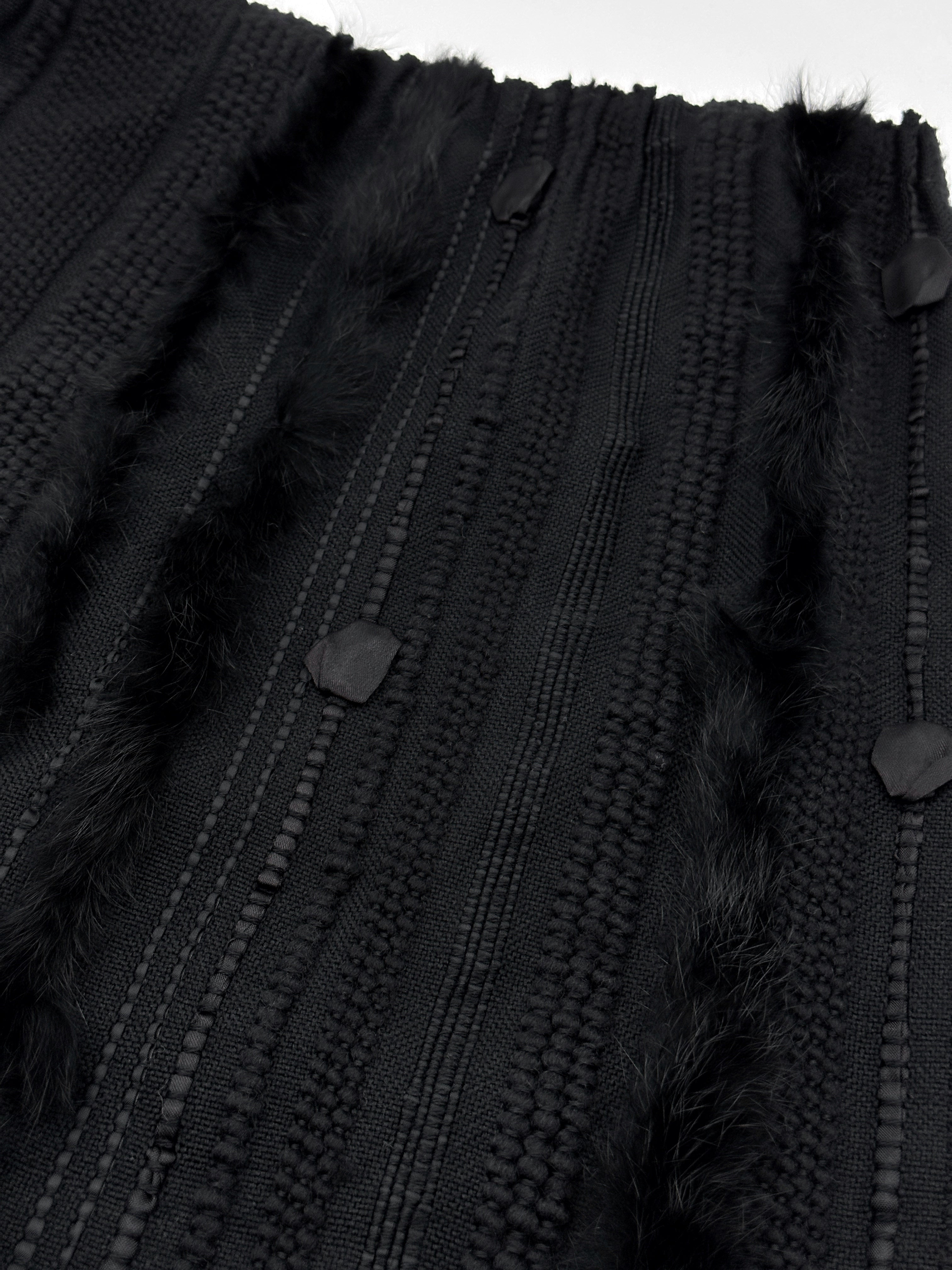 Gucci Fall 2002 Tom Ford Ribbon Wool Fur Midi Dress 42 - 9