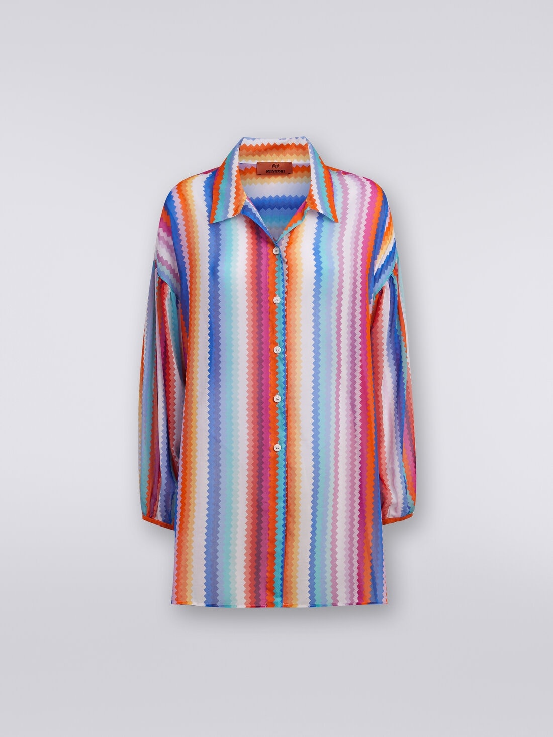 Chemisier blouse in zigzag print silk and cotton - 1