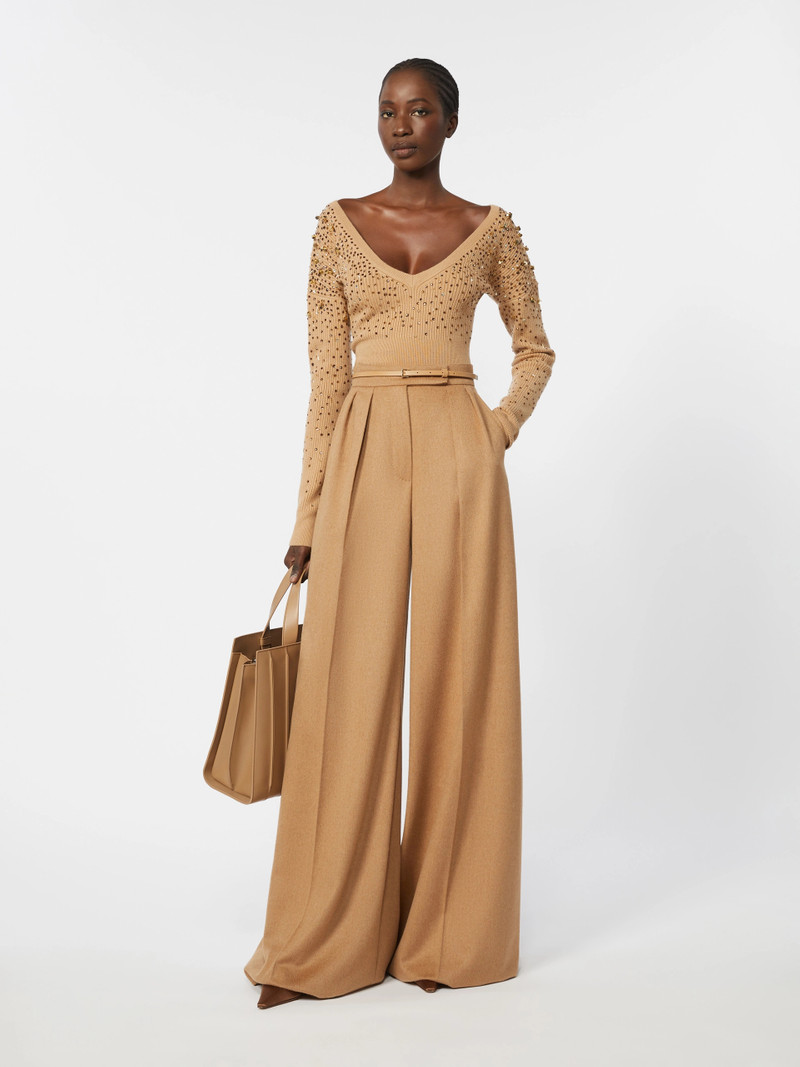 Max Mara Wool and cashmere V-neck sweater - CAMEL outlook