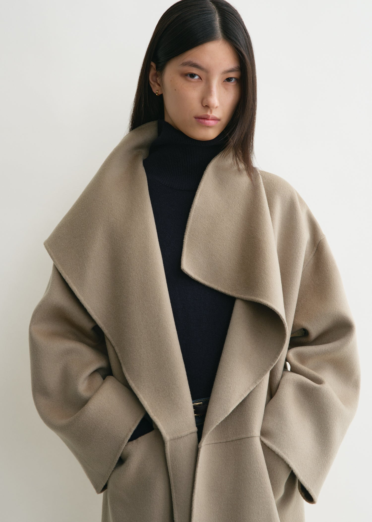 Signature wool cashmere coat truffle - 5