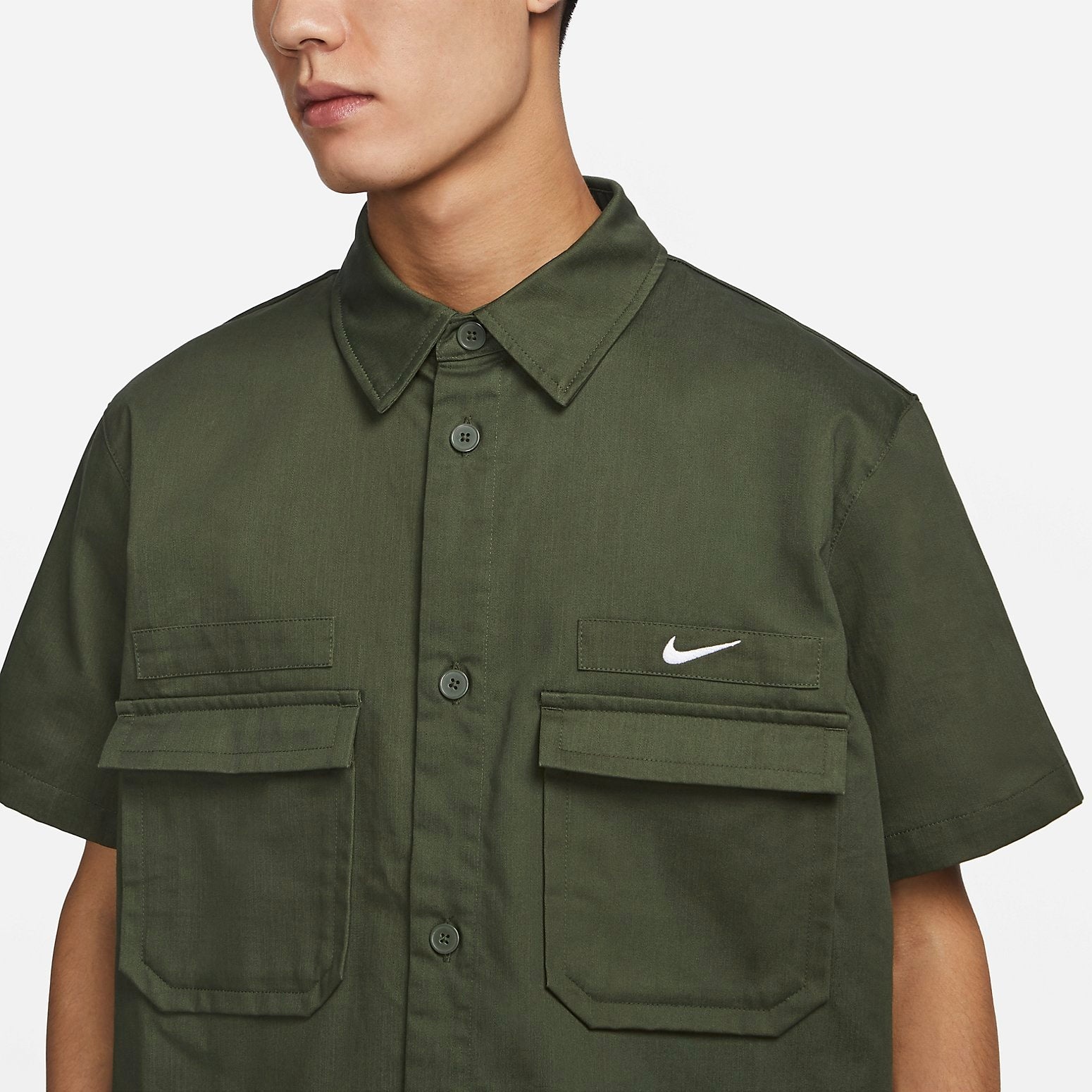 Nike Woven Military Short-Sleeve Button-Down Shirt 'Olive Green' DX3341-325 - 3