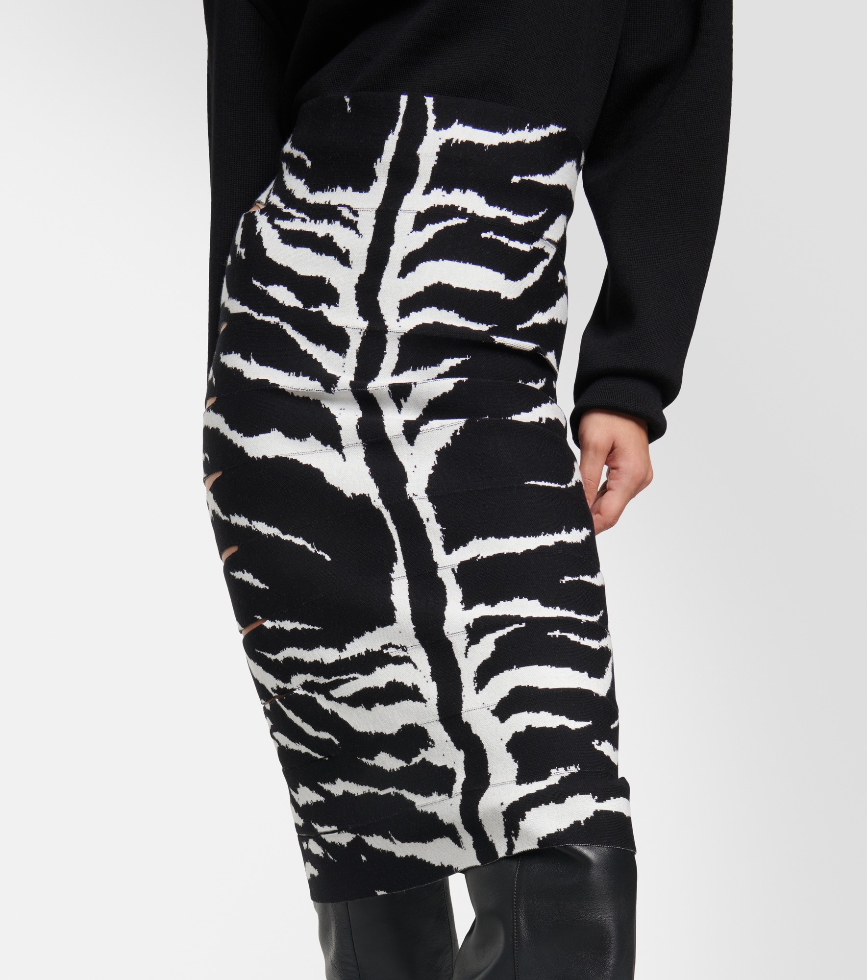 Alaïa Zebra-printed high-rise midi skirt | mytheresa
