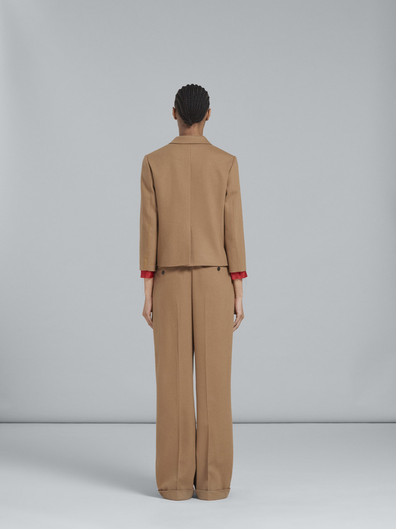 BEIGE TUXEDO-STYLE WOOL FLANNEL PANTS 3