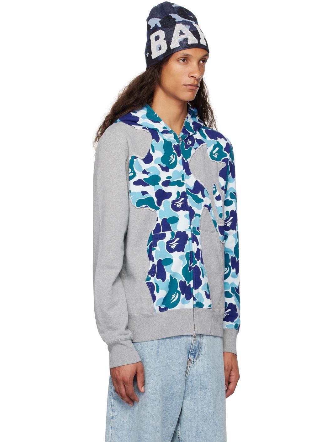 Gray & Blue ABC Camo Patchwork Full Zip Hoodie - 2