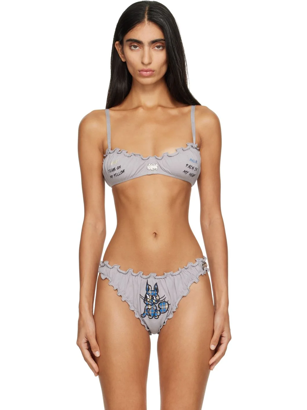 Gray 'FEELINGS' Heartbreak Bralette - 1