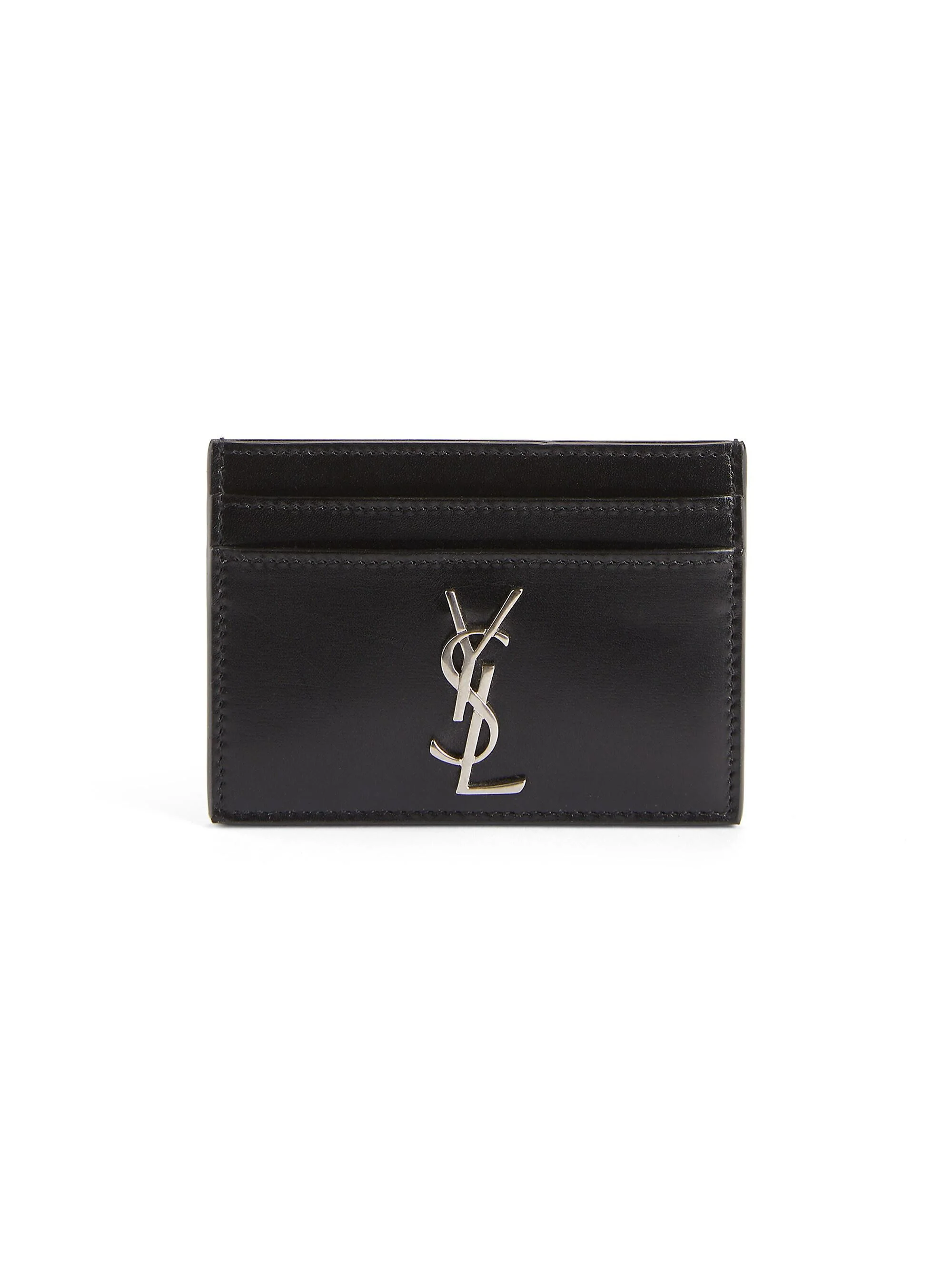 Women's Cassandre Matelassé Card Case in Smooth Leather - Nero - 1