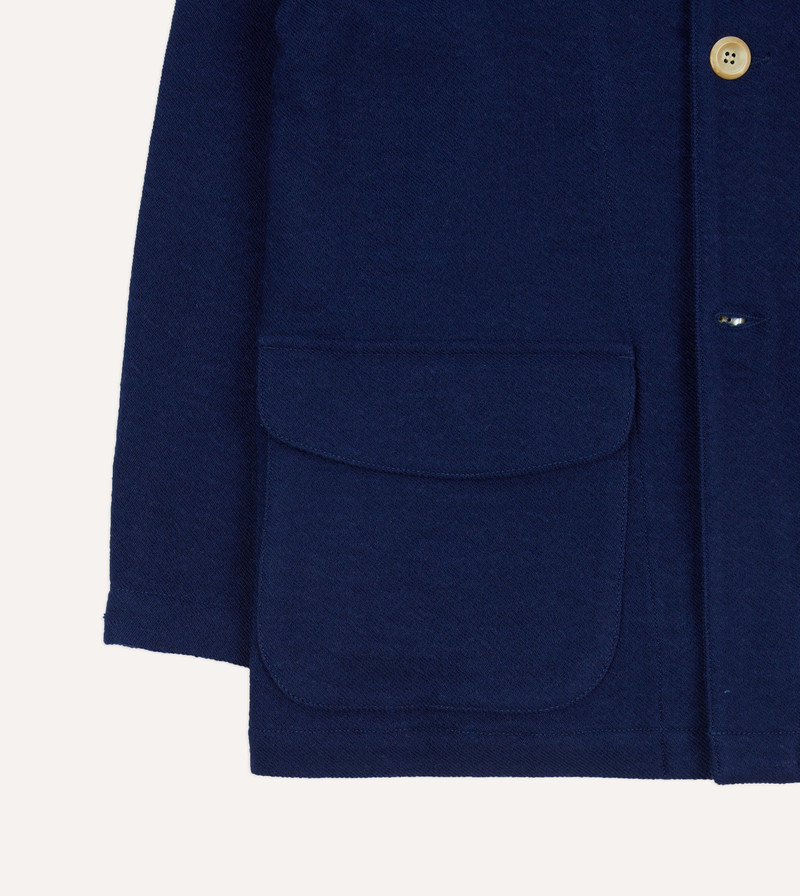 Blue Wool-Linen Three-Pocket Chore Jacket 7