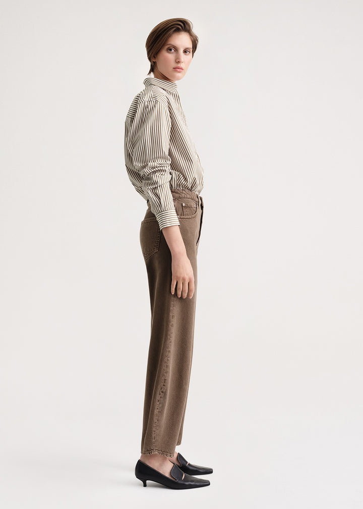 Barrel leg denim washed chocolate - 3