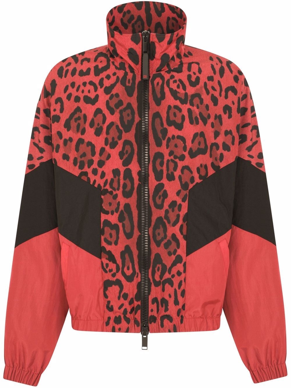 leopard-print panelled zip jacket - 1