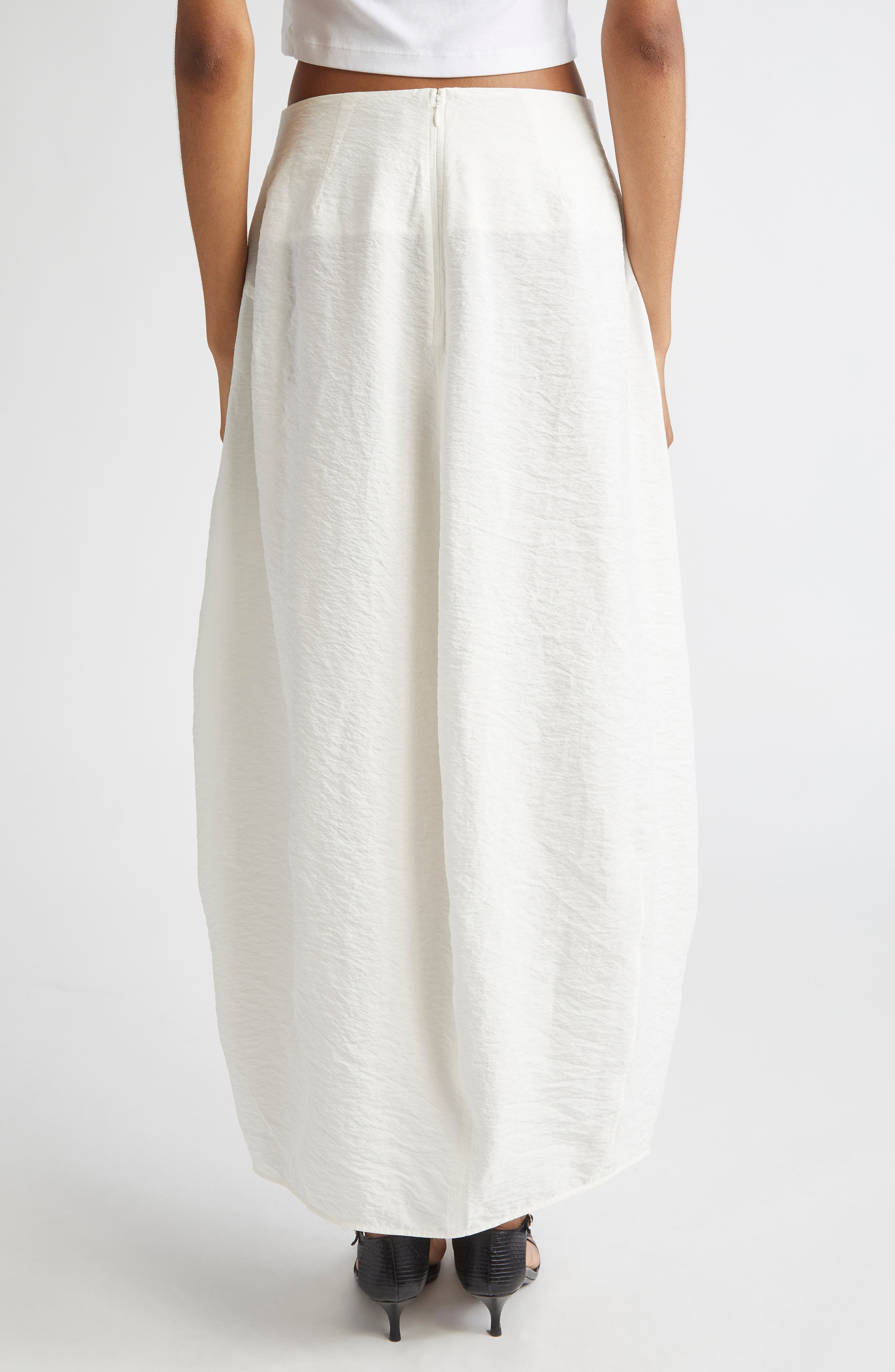 TOTEME Semisheer Silk Blend Parachute Maxi Skirt in White at Nordstrom - 3