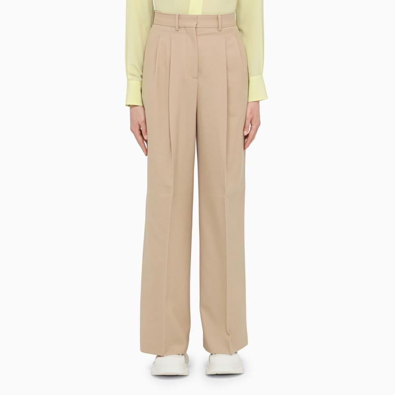 Beige trousers with pleats - 1