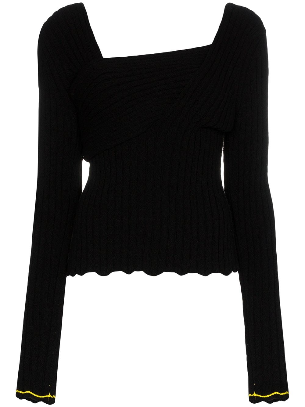 asymmetric V-neck knit top - 1