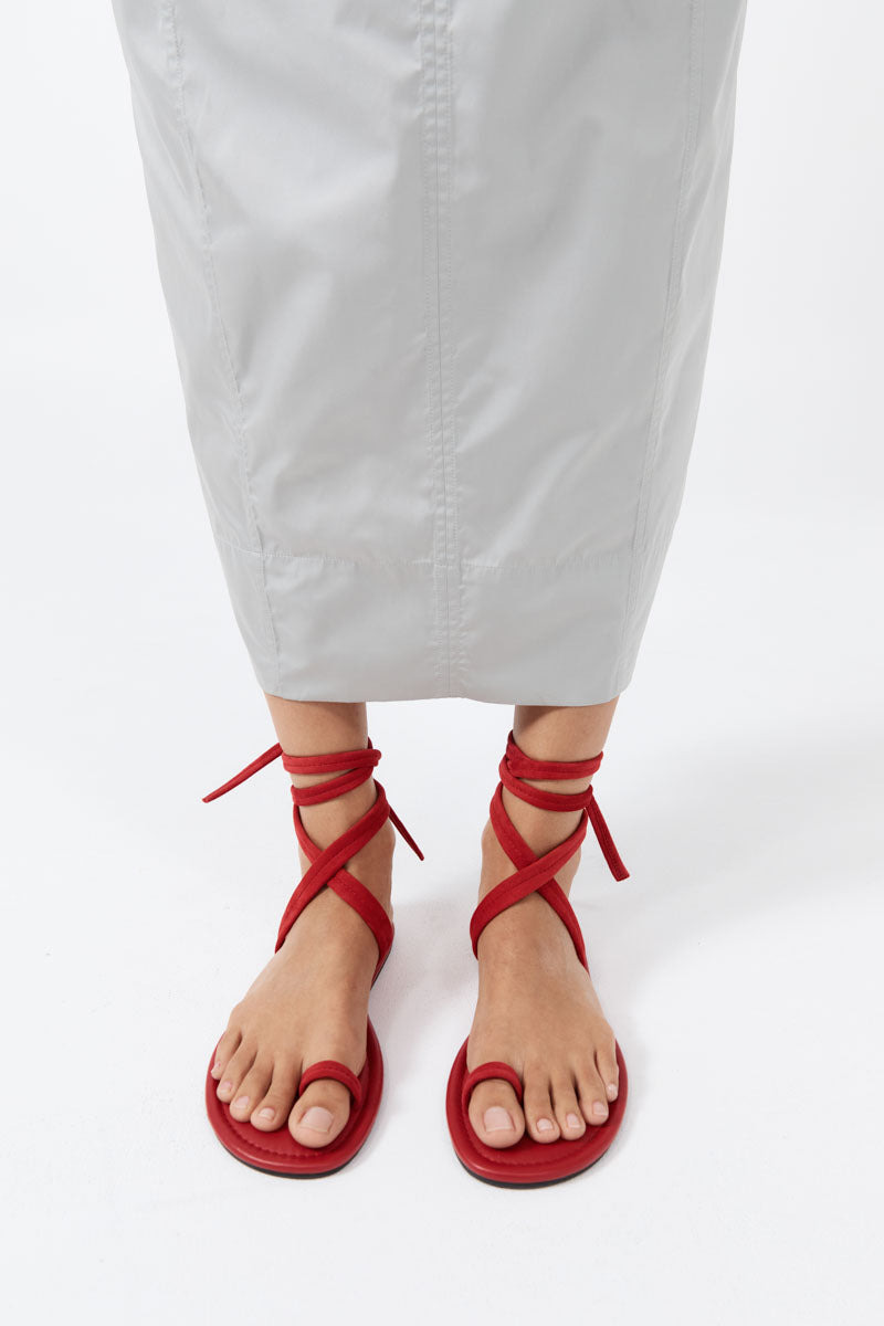 Tie Up Flat - Rosso - 4