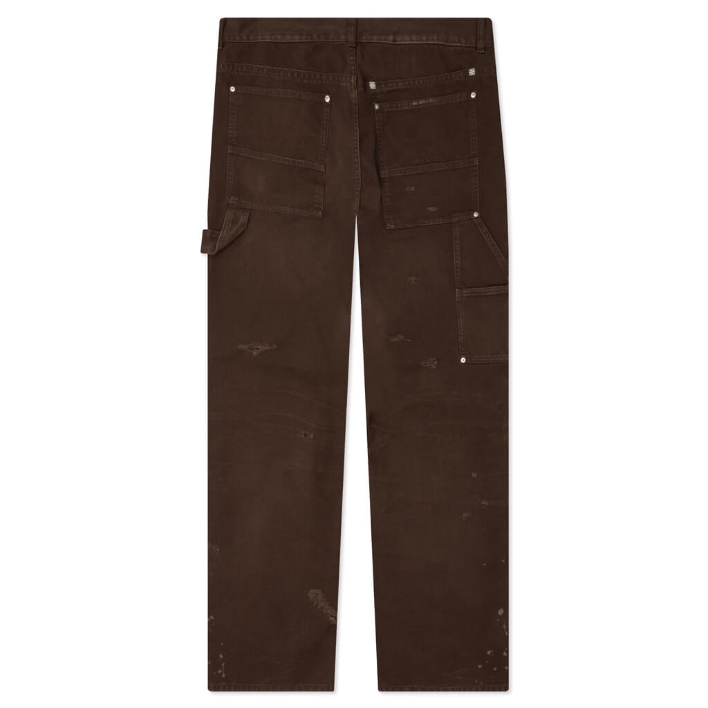 STUDDED CARPENTER PANTS - DARK BROWN - 2