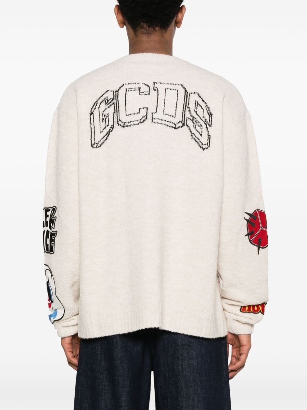 patch-detailing bouclé sweater - 4