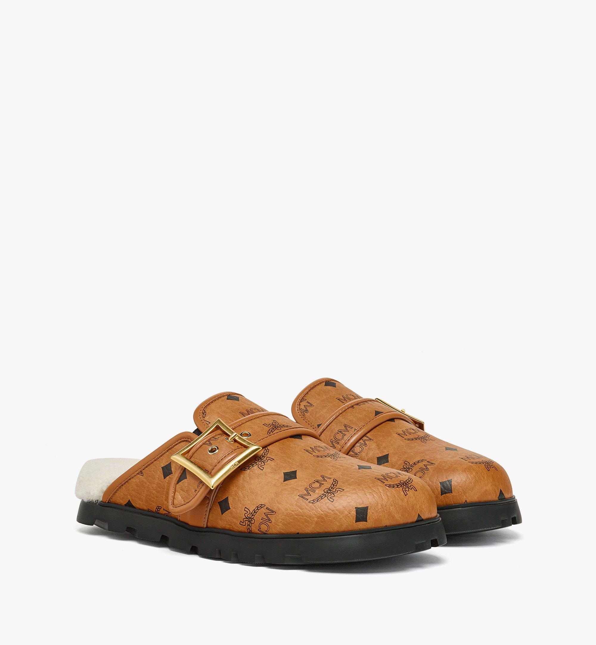 Flat Mule in Visetos and Shearling - 1