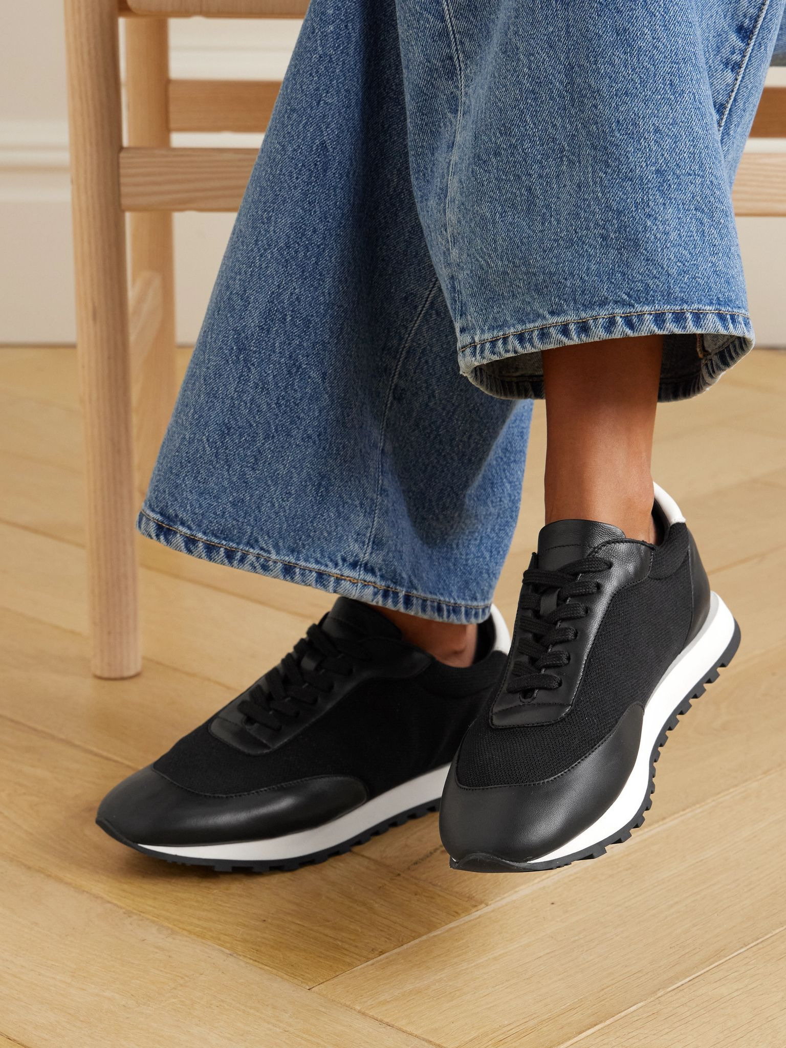 Owen Runner leather and mesh sneakers Black - 2