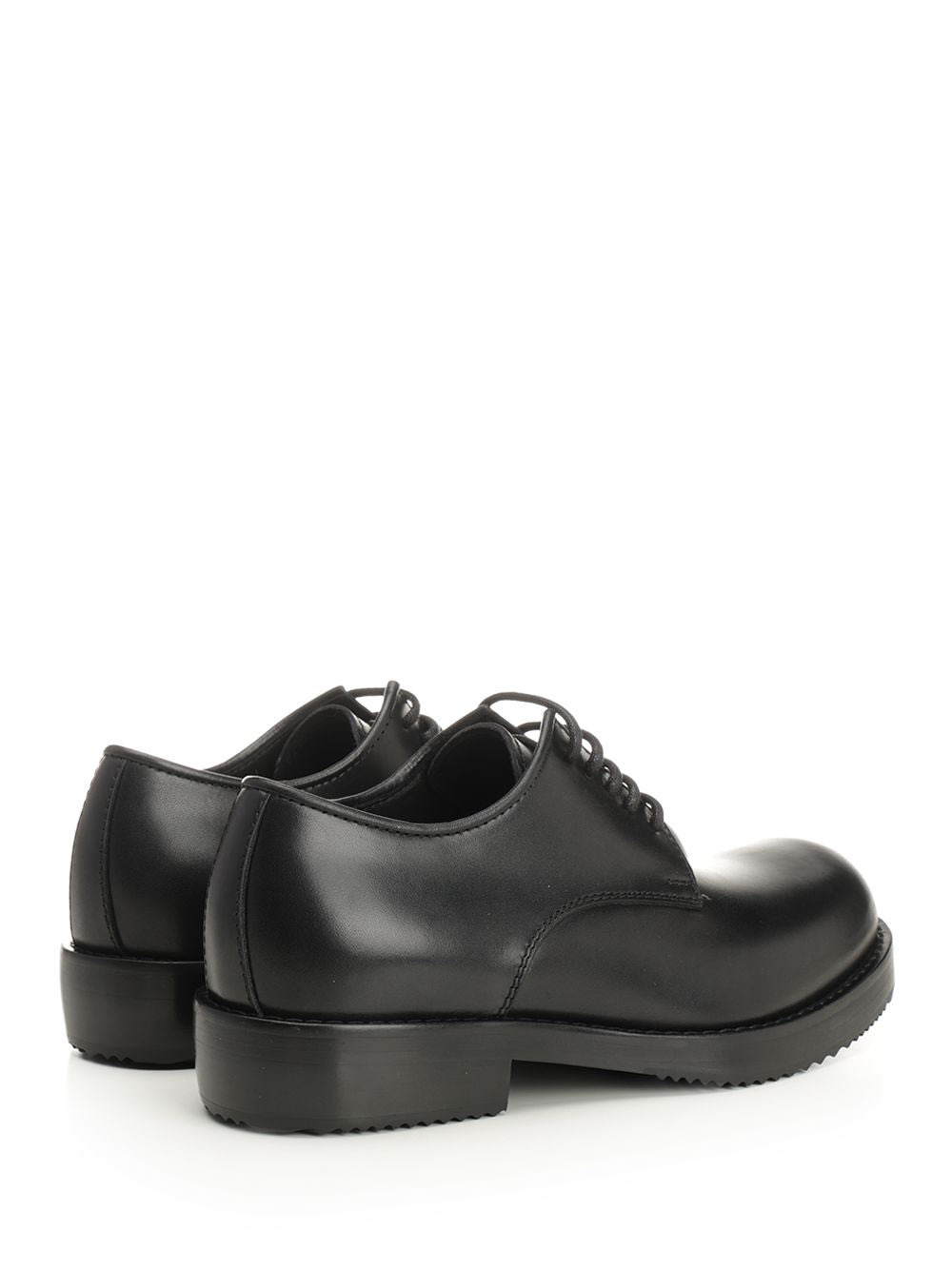 Black Leather Derby Lace-Up Shoes Black - 3