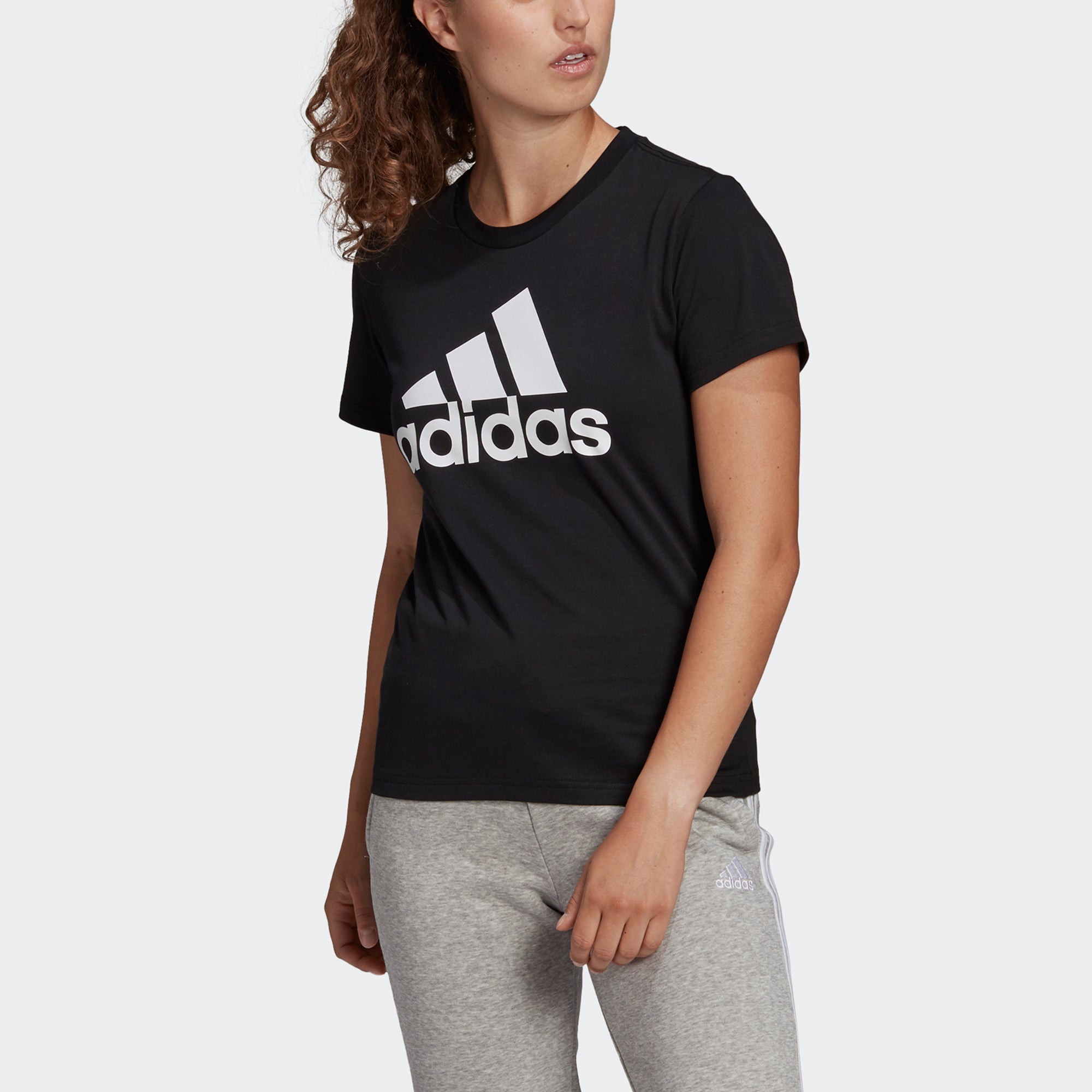 (WMNS) adidas W Bl T Sports Stylish Logo Printing Short Sleeve Black T-Shirt GL0722 - 4