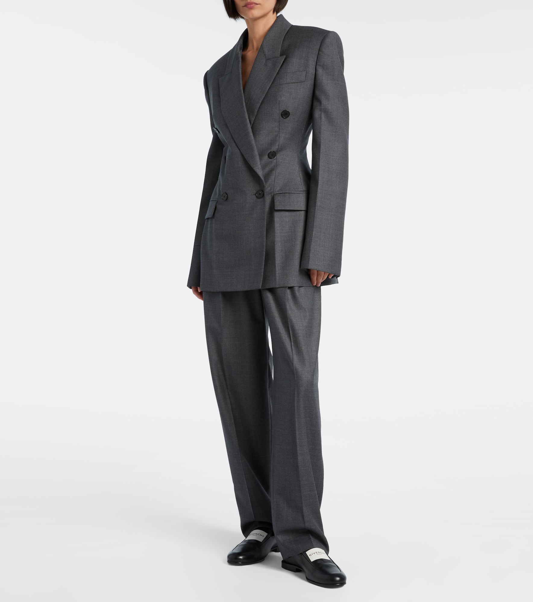 Double-breasted wool blazer - 2