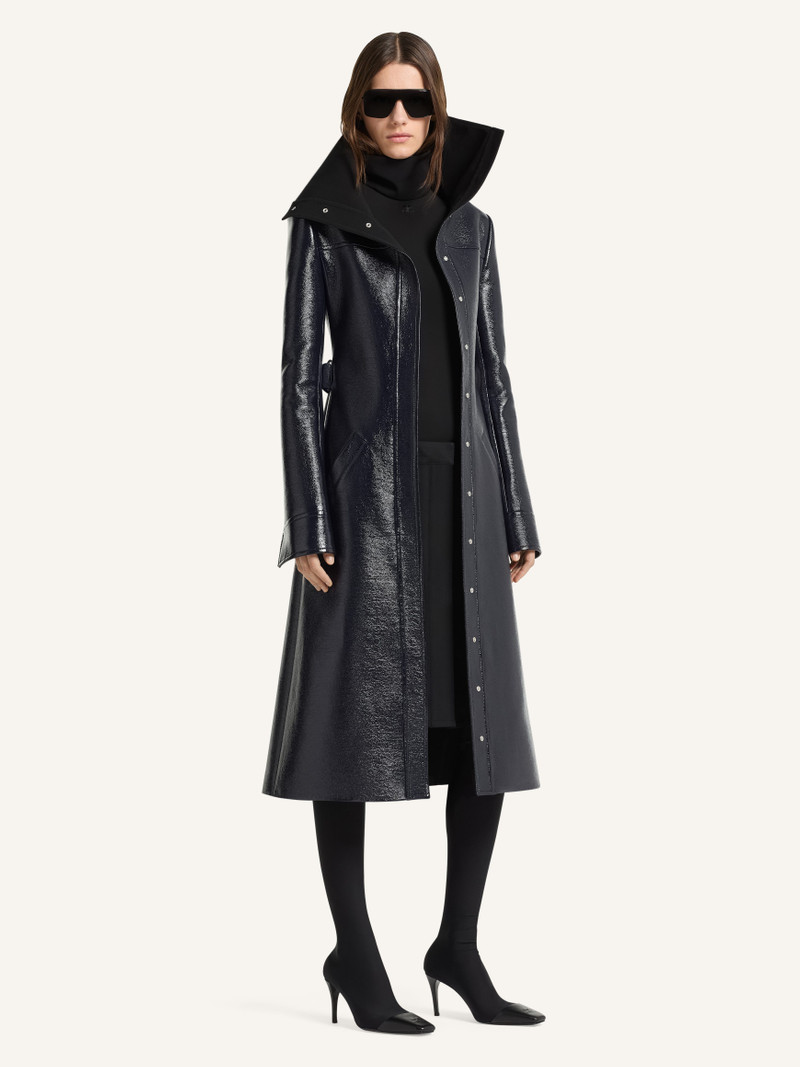 HIGH COLLAR LONG VINYL COAT 4