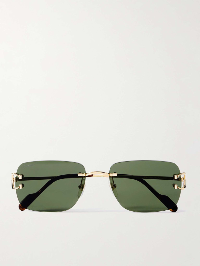 Frameless Gold-Tone and Tortoiseshell Acetate Sunglasses - 1