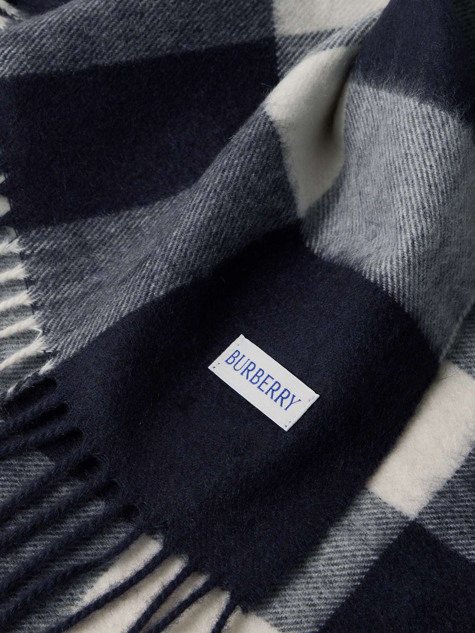 Fringed Checked Cashmere Scarf - 3