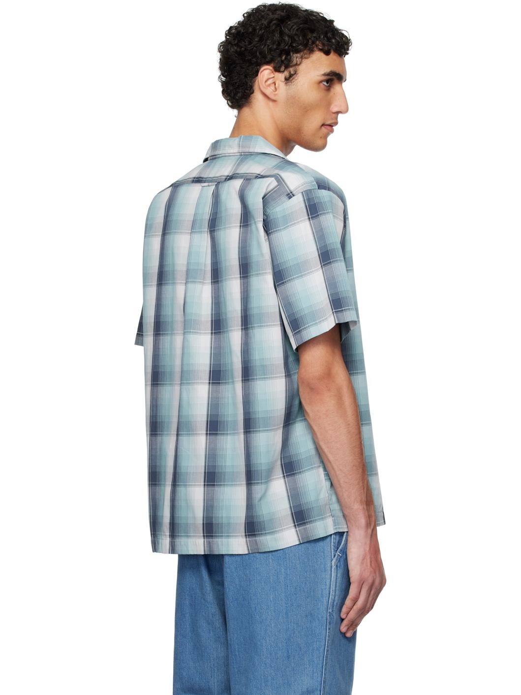 Navy & Green Open Collar Pique S/S Shirt - 3