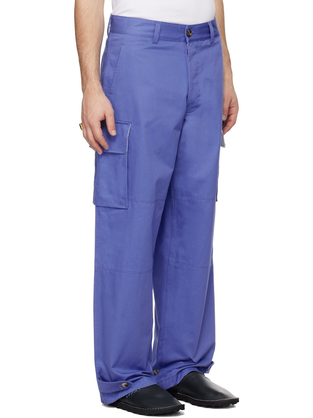 Blue Organic Cotton Cargo Pants - 2