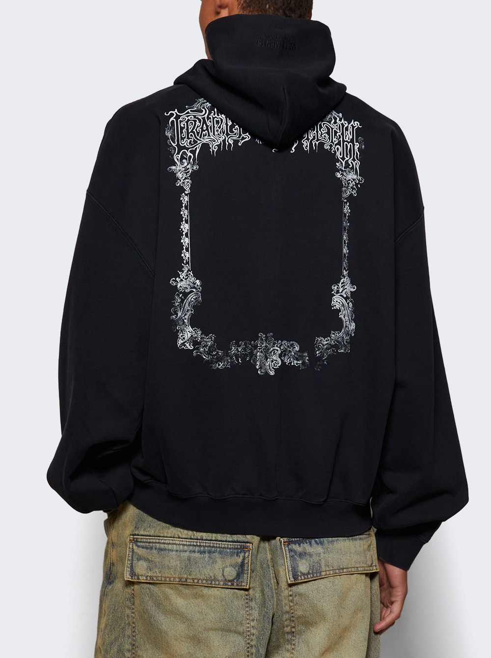 Butterfly Oversized Zip-up Hoodie Washed Black - 4