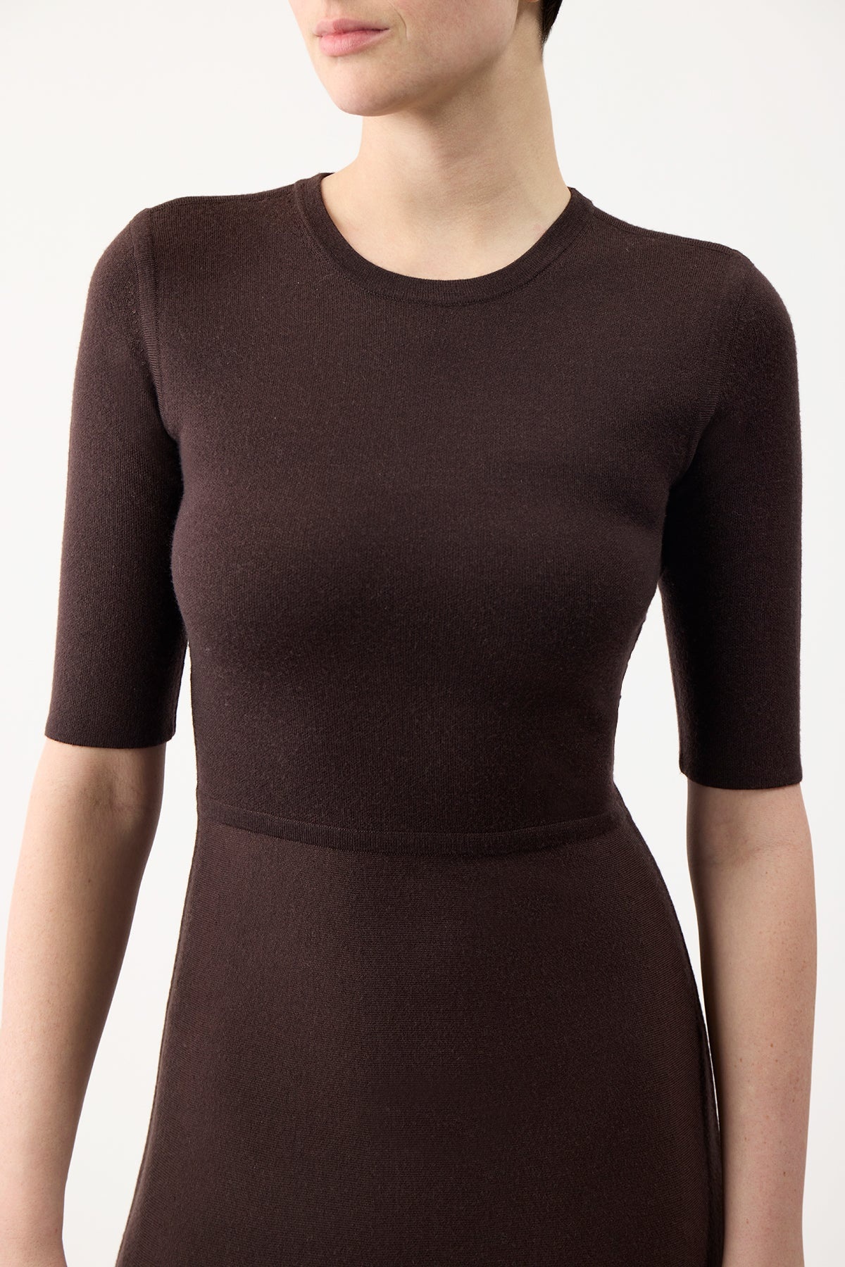 Seymore Knit Dress in Chocolate Cashmere Wool with Silk - 5