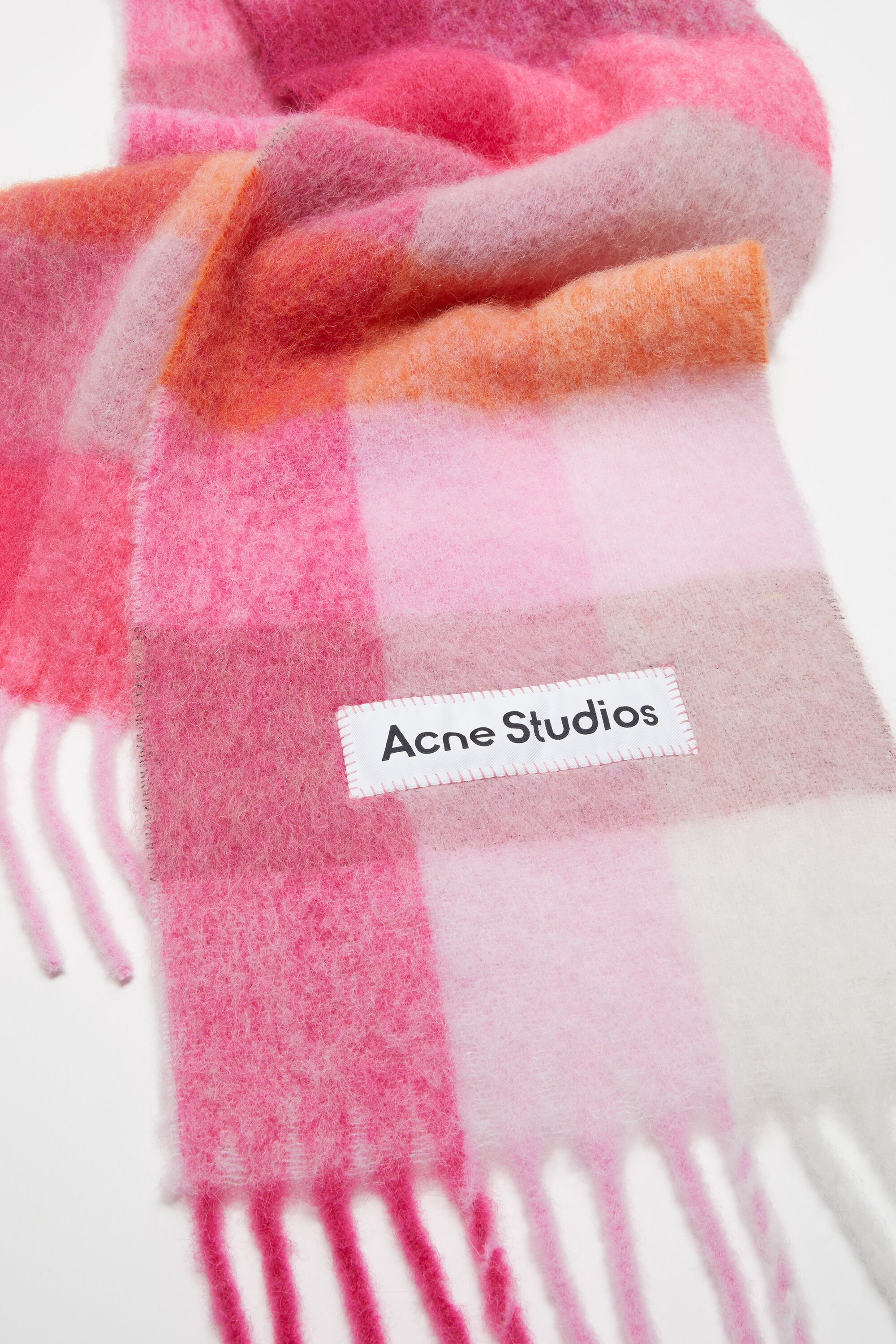 Mohair checked scarf - Pink/Fuchsia/White - 4