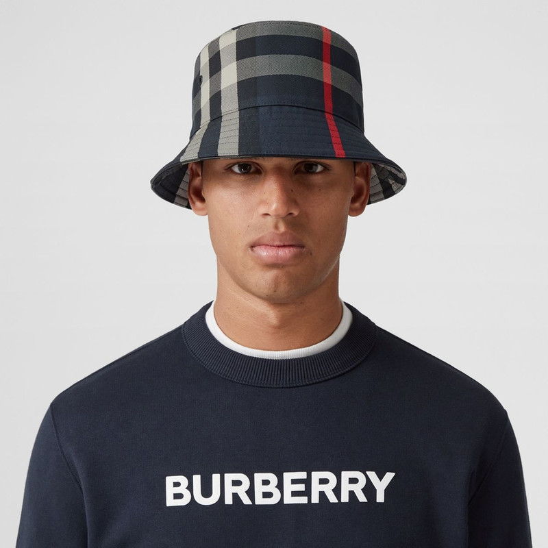 Exaggerated Check Cotton Bucket Hat 3