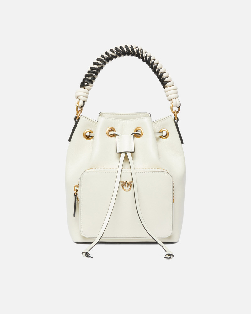 SMALL LEATHER CARGO BUCKET BAG WITH BRAIDING 1