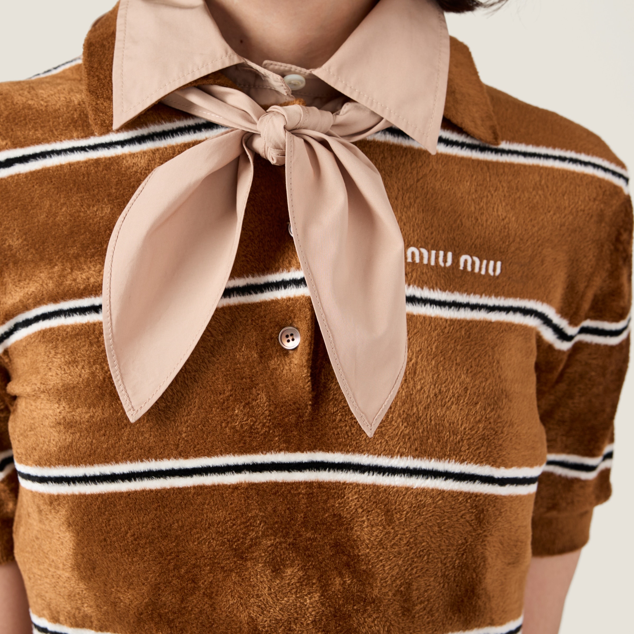 Striped viscose polo shirt - 4